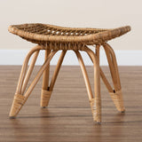 Earvin Modern Wicker Fair Natural Brown Rattan Footstool
