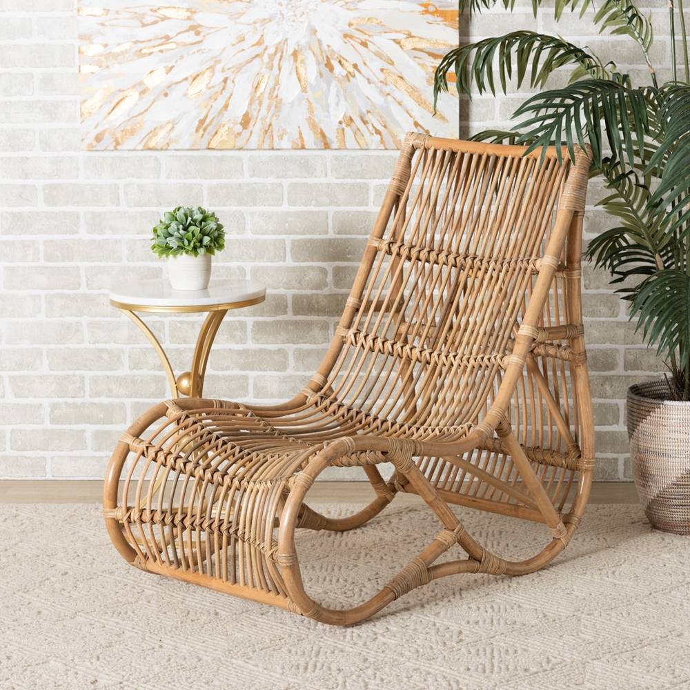 Genera Modern Wicker Fair Natural Rattan Lounge Chair
