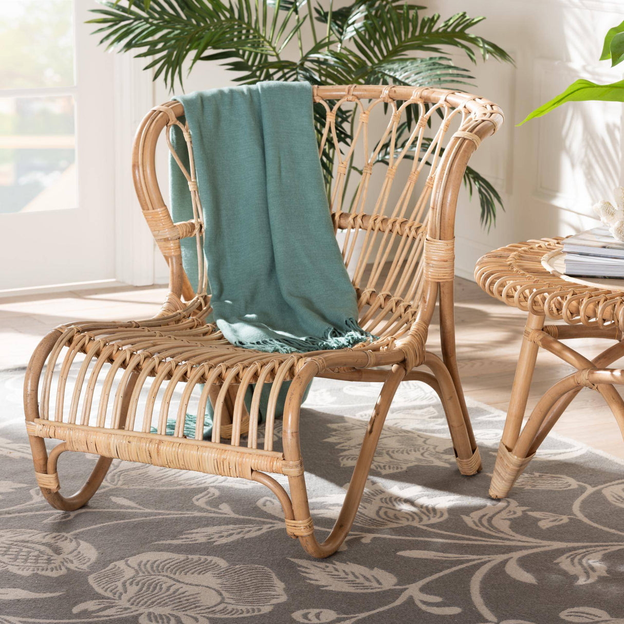 Alaya Modern Wicker Fair Natural Brown Rattan Accent Chair