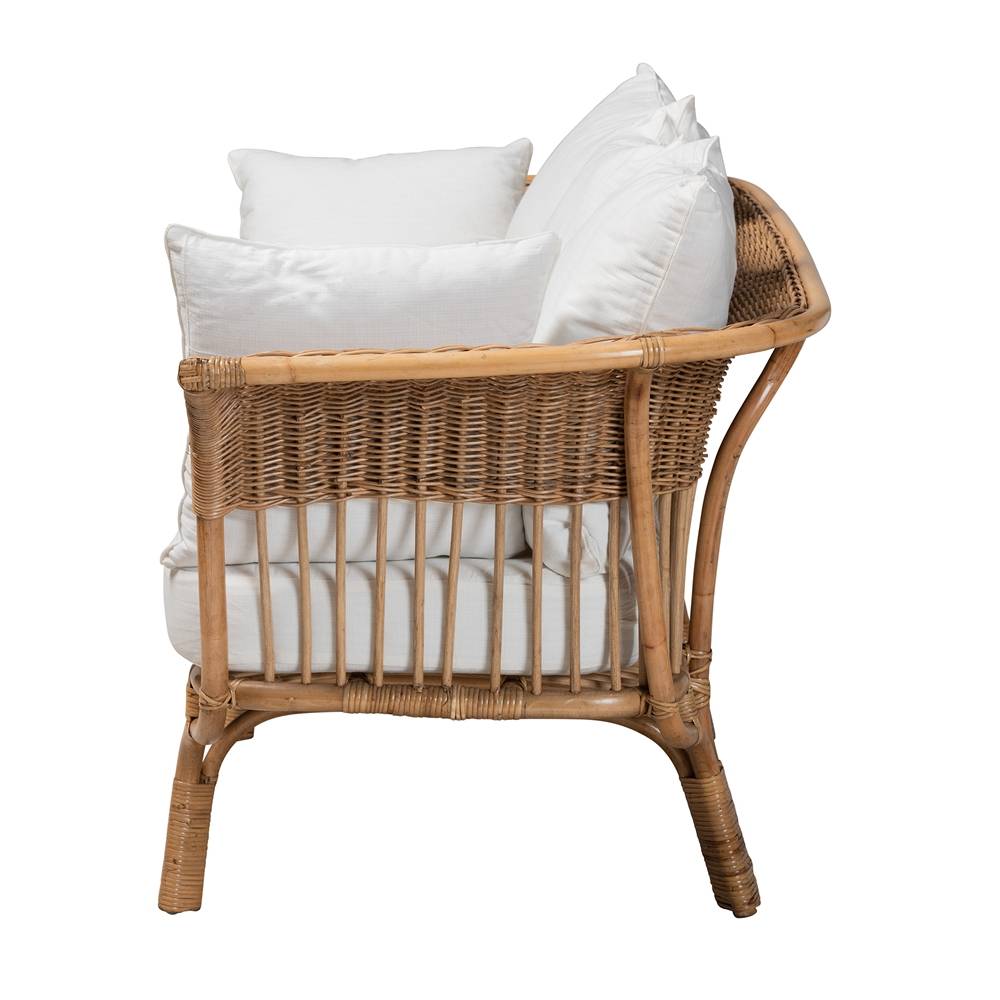 Aliane Modern Wicker Fair Natural Brown Antique Rattan Armchair