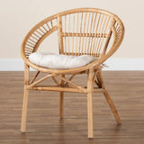 Adrina Modern Wicker Fair Natural Brown Rattan Dining Chair