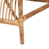 Lamaria Modern Bohmenian Natural Brown Antique Rattan 2-Piece Chair and Footstool Set