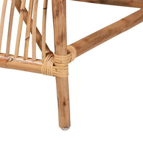 Lamaria Modern Bohmenian Natural Brown Antique Rattan 2-Piece Chair and Footstool Set