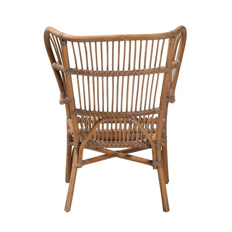 Lamaria Modern Bohmenian Natural Brown Antique Rattan Armchair
