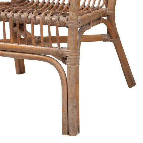 Lamaria Modern Bohmenian Natural Brown Antique Rattan Armchair