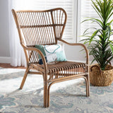 Lamaria Modern Bohmenian Natural Brown Antique Rattan Armchair