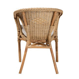 Abbey Modern Wicker Fair Natural Brown Antique Rattan Dining Chair