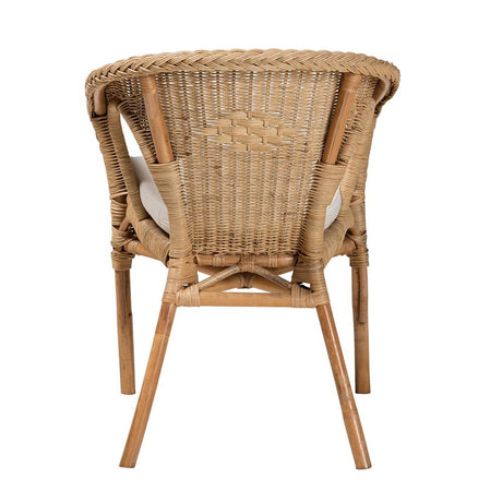 Abbey Modern Wicker Fair Natural Brown Antique Rattan Dining Chair