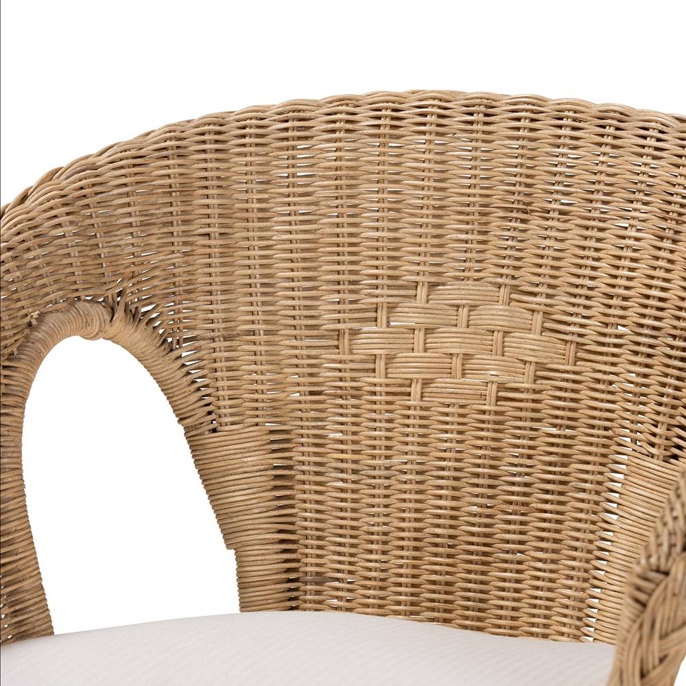 Abbey Modern Wicker Fair Natural Brown Antique Rattan Dining Chair