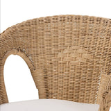 Abbey Modern Wicker Fair Natural Brown Antique Rattan Dining Chair