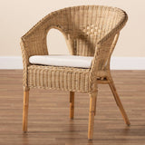 Abbey Modern Wicker Fair Natural Brown Antique Rattan Dining Chair