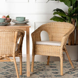 Rabbey Modern Bohemian Natural Rattan Dining Chair by Wicker Fair
