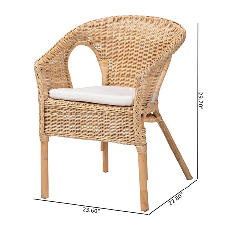 Rabbey Modern Bohemian Natural Rattan Dining Chair by Wicker Fair