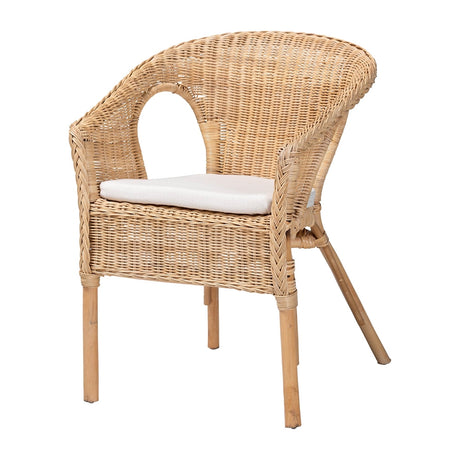 Rabbey Modern Bohemian Natural Rattan Dining Chair by Wicker Fair