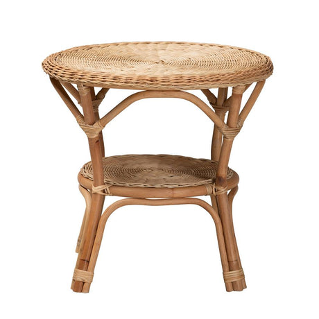 Abbey Modern Wicker Fair Natural Brown Antique Rattan End Table