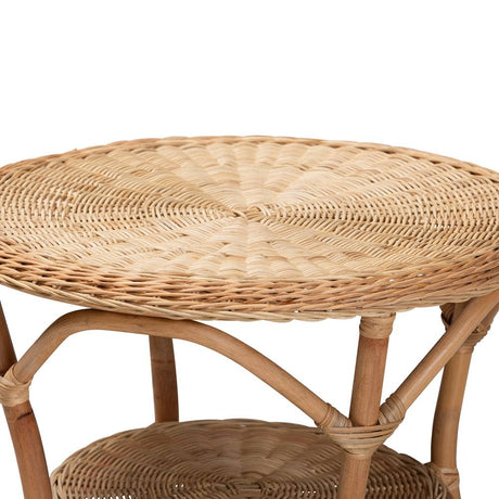 Abbey Modern Wicker Fair Natural Brown Antique Rattan End Table