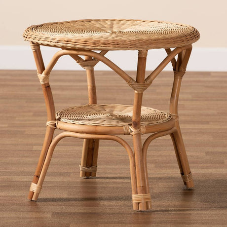 Abbey Modern Wicker Fair Natural Brown Antique Rattan End Table