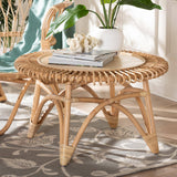 Elani Modern Wicker Fair Natural Rattan Coffee Table