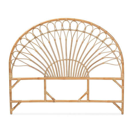 Devereaux Modern Wicker Fair Natural Brown Rattan Queen Size Standalone Headboard