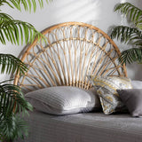Devereaux Modern Wicker Fair Natural Brown Rattan Queen Size Standalone Headboard