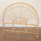 Devereaux Modern Wicker Fair Natural Brown Rattan Queen Size Standalone Headboard