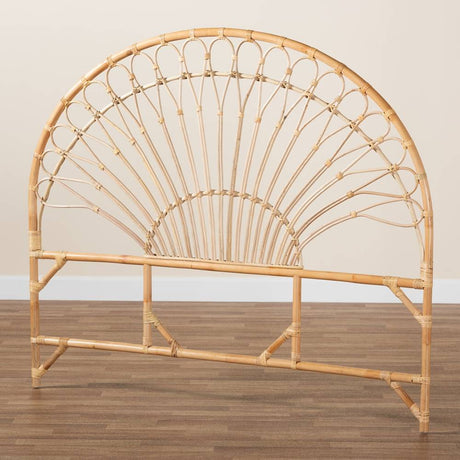 Devereaux Modern Wicker Fair Natural Brown Rattan Queen Size Standalone Headboard