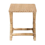 Farica Modern Wicker Fair Natural Rattan And Mahogany Accent Bench