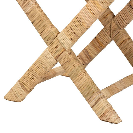 Farica Modern Wicker Fair Natural Rattan And Mahogany Accent Bench