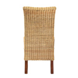 Shamara Modern Wicker Fair Natural Rattan and Mahogany Wood Dining Chair