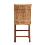 Racquel Modern Wicker Fair Natural Rattan and Mahogany Wood Counter Stool