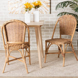 Neola Modern Wicker Fair Natural Rattan 2-Piece Dining Chair Set