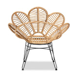 Garan Modern Wicker Fair Natural Brown Rattan and Black Metal Accent Chair