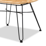 Garan Modern Wicker Fair Natural Brown Rattan and Black Metal Accent Chair
