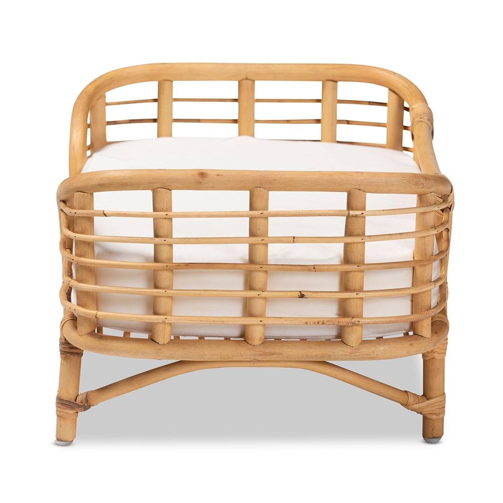 Malino Modern Wicker Fair Natural Brown Rattan Pet Bed with upholstery