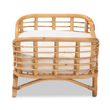 Malino Modern Wicker Fair Natural Brown Rattan Pet Bed with upholstery