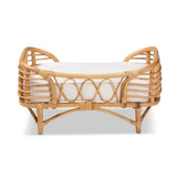 Malino Modern Wicker Fair Natural Brown Rattan Pet Bed with upholstery