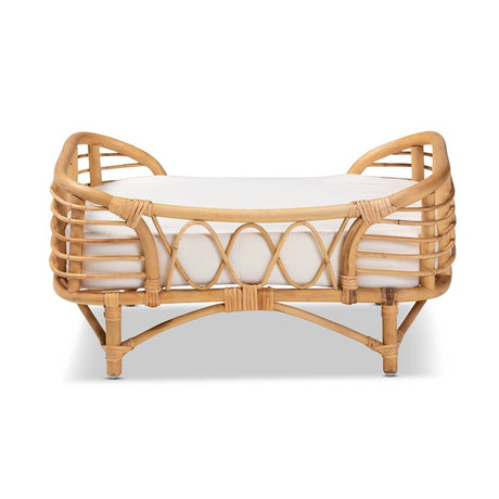 Malino Modern Wicker Fair Natural Brown Rattan Pet Bed with upholstery