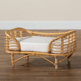 Malino Modern Wicker Fair Natural Brown Rattan Pet Bed with upholstery