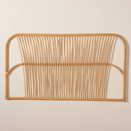 Laina Modern Wicker Fair Natural Brown Rattan Queen Size Wall-mount Headboard