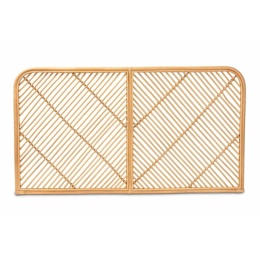 Sakina Modern Wicker Fair Natural Brown Rattan Queen Size Wall-mount Headboard