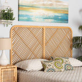 Sakina Modern Wicker Fair Natural Brown Rattan Queen Size Wall-mount Headboard