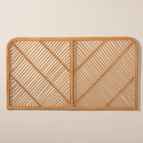 Sakina Modern Wicker Fair Natural Brown Rattan Queen Size Wall-mount Headboard