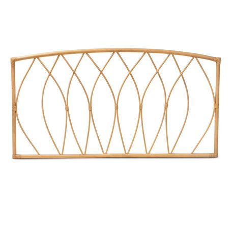 Halia Modern Wicker Fair Natural Brown Rattan Queen Size Wall-mount Headboard