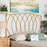 Halia Modern Wicker Fair Natural Brown Rattan Queen Size Wall-mount Headboard
