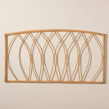Halia Modern Wicker Fair Natural Brown Rattan Queen Size Wall-mount Headboard