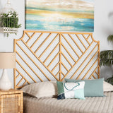 Giza Modern Wicker Fair Natural Brown Rattan Queen Size Wall-mount Headboard