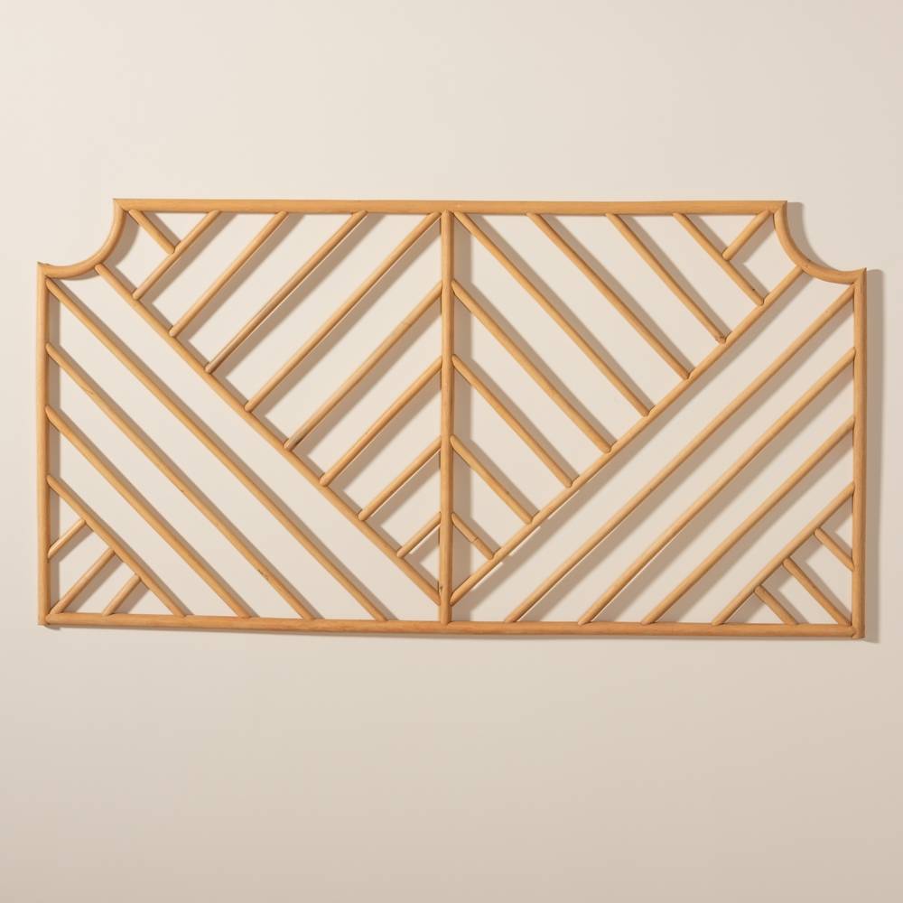 Giza Modern Wicker Fair Natural Brown Rattan Queen Size Wall-mount Headboard