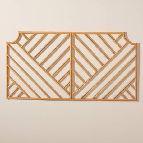 Giza Modern Wicker Fair Natural Brown Rattan Queen Size Wall-mount Headboard