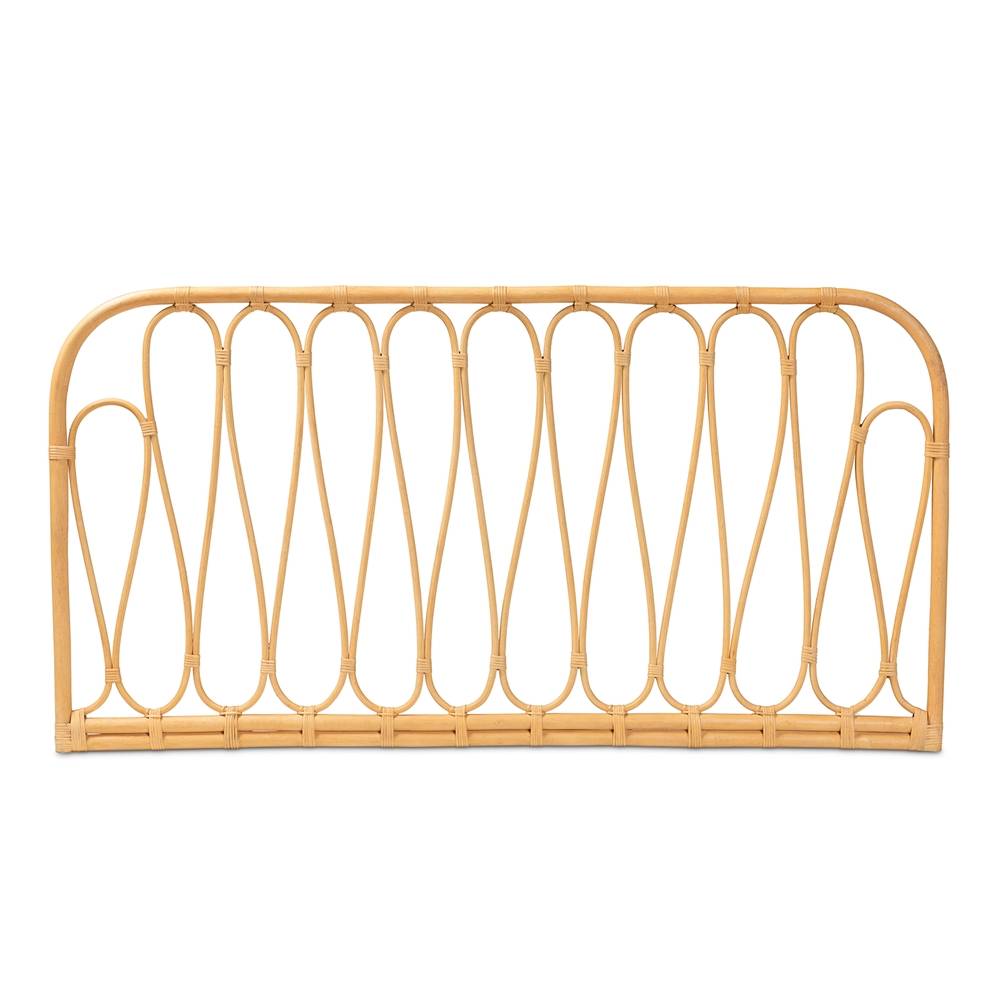 Carrick Modern Wicker Fair Natural Brown Rattan Queen Size Wall-mount Headboard
