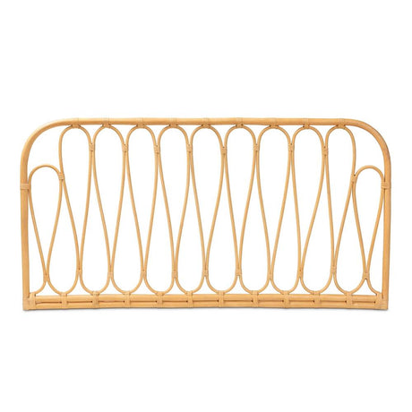 Carrick Modern Wicker Fair Natural Brown Rattan Queen Size Wall-mount Headboard